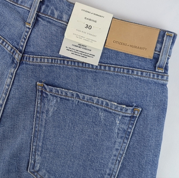 Citizens of Humanity Sabine High Rise Straight Distressed Arthouse Blue 30 NWT - Picture 13 of 16